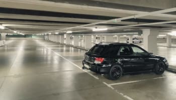 a car parked in a parking garage