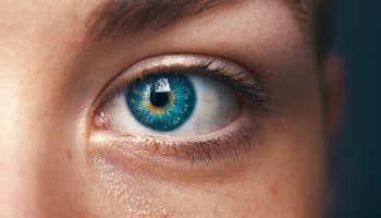 a close up of a person's eye