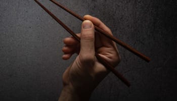 a person holding chopsticks