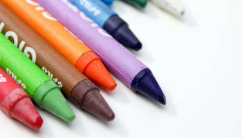 a group of crayons in different colors