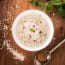 a bowl of oatmeal with herbs