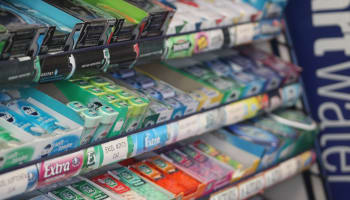 a shelf of candy in a store