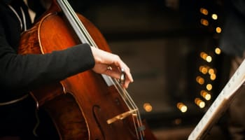 a person playing a cello