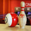 a bowling ball and pin