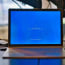 a laptop with a blue screen