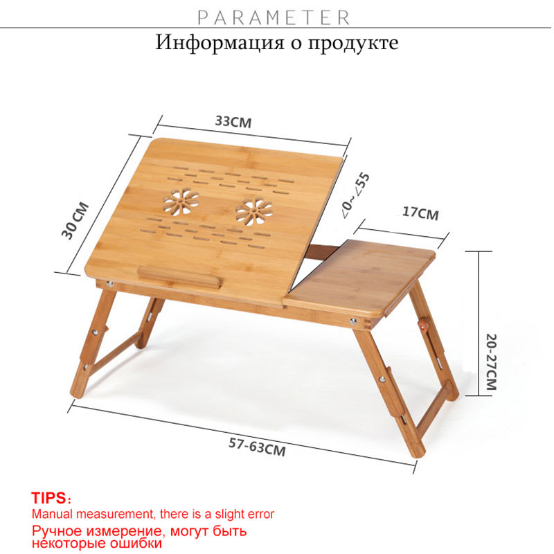 Ergonomic Bamboo Laptop Desk with USB Cooling Fan – Adjustable Foldable Bed Tray - Image 2