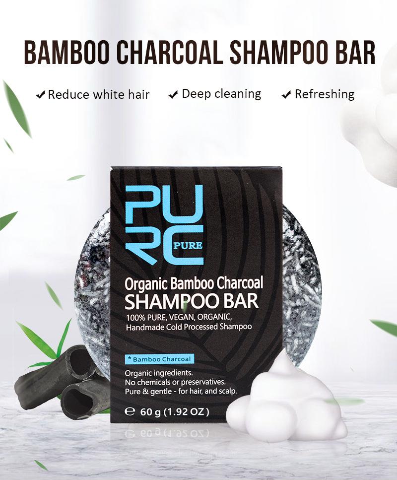 Nourishing and refreshing bamboo charcoal shampoo bar for shiny hair - Image 2