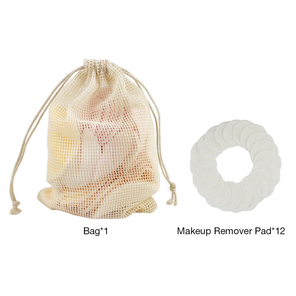 Pack of 12 Reusable Bamboo Fiber Makeup Remover Pads for Facial Care - Image 2