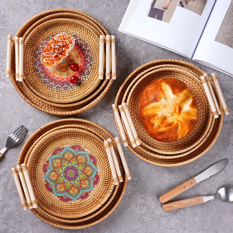 Vietnam Rattan and Bamboo Woven Fruit Tray - Image 3