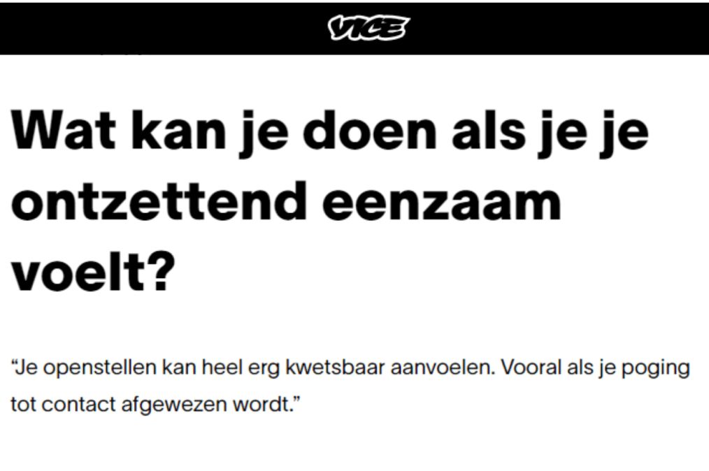 VICE interviewt Emma over eenzaamheid en Join Us.