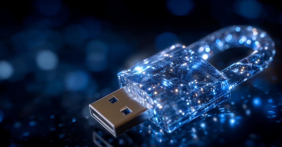 image of a usb drive with a digital lock as it's casing