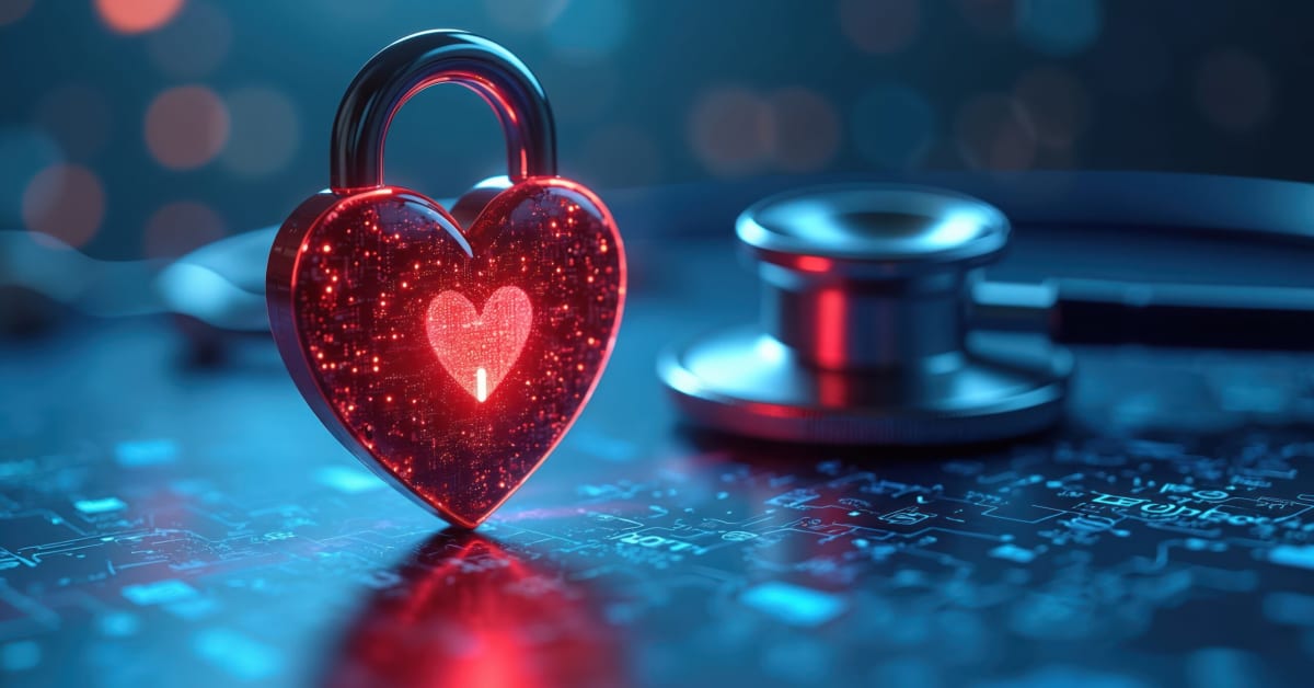 image of a lock in the shape of a heart with digital security