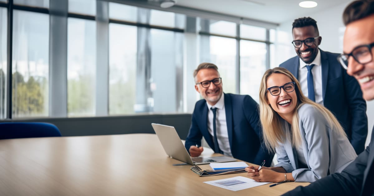 business people in suits at conference table