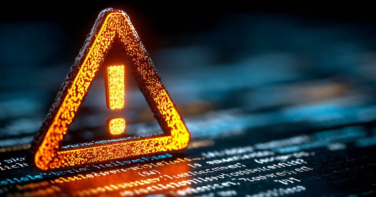 image of data with a large warning triangle on it image of data with a large warning triangle on it
