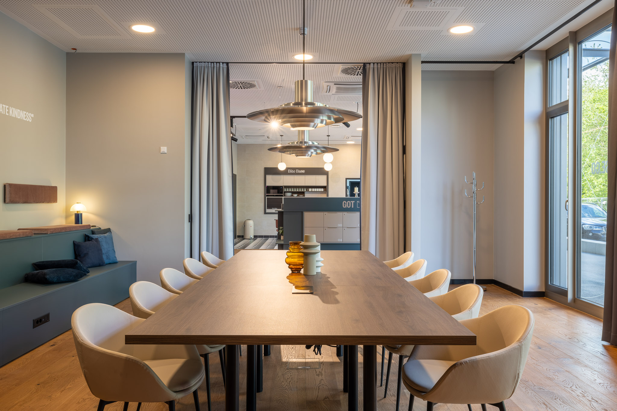 Shot from the Event & Meeting Room to the post boxes and the Breakfast area