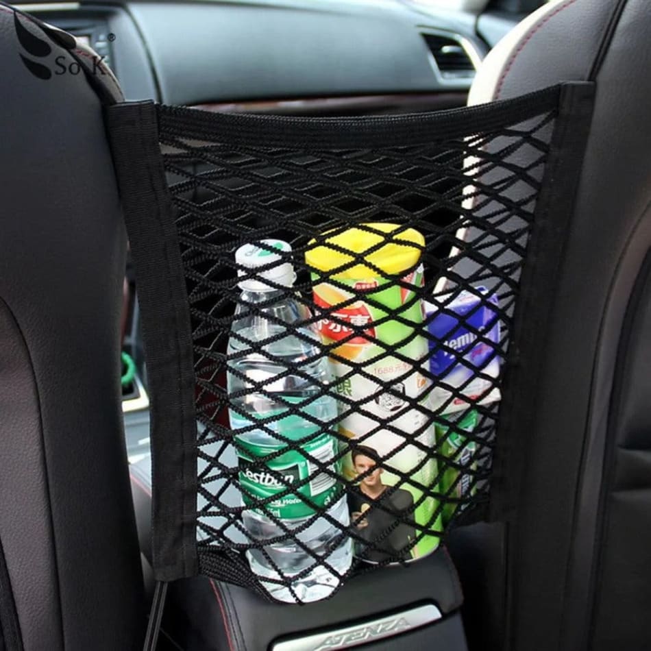 Car seat net storage outlet