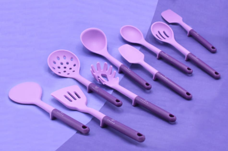 5pcs Silicone Cooking Utensil Set, Minimalist Purple Kitchen