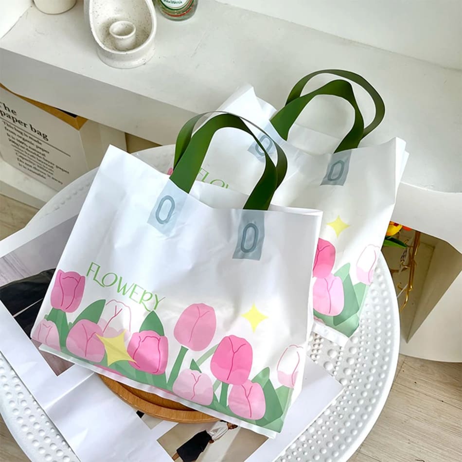 Reusable Flower Print Tote Bag Assorted Set Of 2 PropShop24 JVS1277557