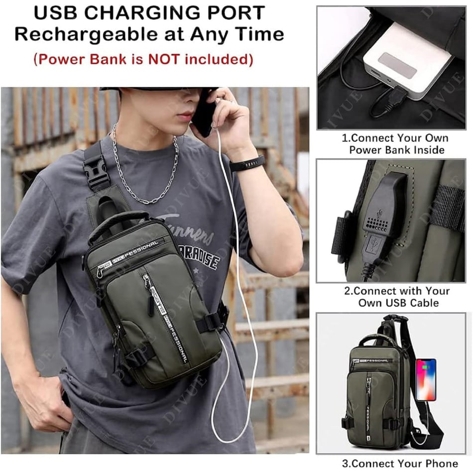 Bag with usb charging port sale
