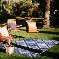 Floor Mat - Geometric - Zig Zag - Blue - Single Piece