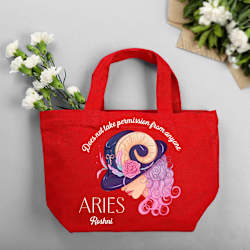 Zodiac Star - Personalized Red Canvas Tote Bag - Aries