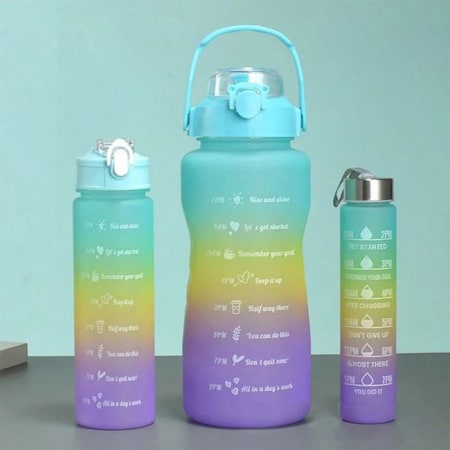 Biutsiun Green Vacuum Flask Set -A Water Bottle with 3 Cups Gift