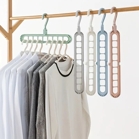 Space Saving Rotated Hanger Hooks Wardrobe Clothes Rack Hanger