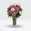 12 Pink and Purple Roses in a vase Online