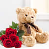 7 roses and teddy bear Online