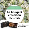 Bouquet blanc du fleuriste et ses amandes au chocolat Online