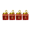 Gift Bright And Merry Red Gift Box Christmas Tree Ornaments - Set Of 4