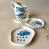 Buy Ceramic Cup And Saucer - Rain Print - Assorted - Single Piece