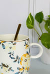 Shop Coffee Mug With Lid And Spoon - Floral Print - Single Piece