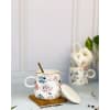 Coffee Mug With Lid And Spoon - Floral Print - Single Piece Online