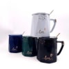 Gift Coffee Mug With Lid And Spoon - Love -  Gold Foil - Single Piece