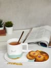 Gift Coffee Mug With Tray And Spoon - Quiet - Ceramic - Single Piece