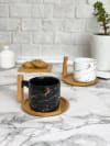 Gift Coffee Mug With Wooden Handle - Ceramic