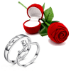 Couple Ring - Budding Rose Love - 925 Silver Plated - Set Of 2 Online