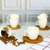 Cup And Saucer - Ceramic And Wood - Set Of 6 Online