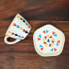 Gift Cup And Saucer - Heart Print - Assorted - Single Piece