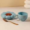 Cup With Flower Shaped Saucer - Single Piece - Blue Online