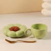 Cup With Flower Shaped Saucer - Single Piece - Green Online