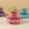 Gift Cup With Flower Shaped Saucer - Single Piece - Pink