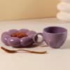 Cup With Flower Shaped Saucer - Single Piece - Purple Online