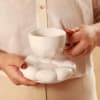 Buy Cup With Flower Shaped Saucer - Single Piece - White