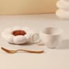 Cup With Flower Shaped Saucer - Single Piece - White Online