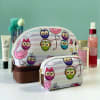 Gift Double Layer Cosmetic Bag With Mini Pouch - Assorted - Set Of 2