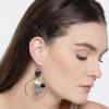 Gift Earrings - Luxe Floral Crystal Ring Drop - Black