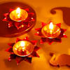 Gift Elegant Lotus Diya - Set Of 3 - Pink