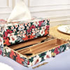 Gift Floral Tissue Box With Cutlery Organizer - Single Piece